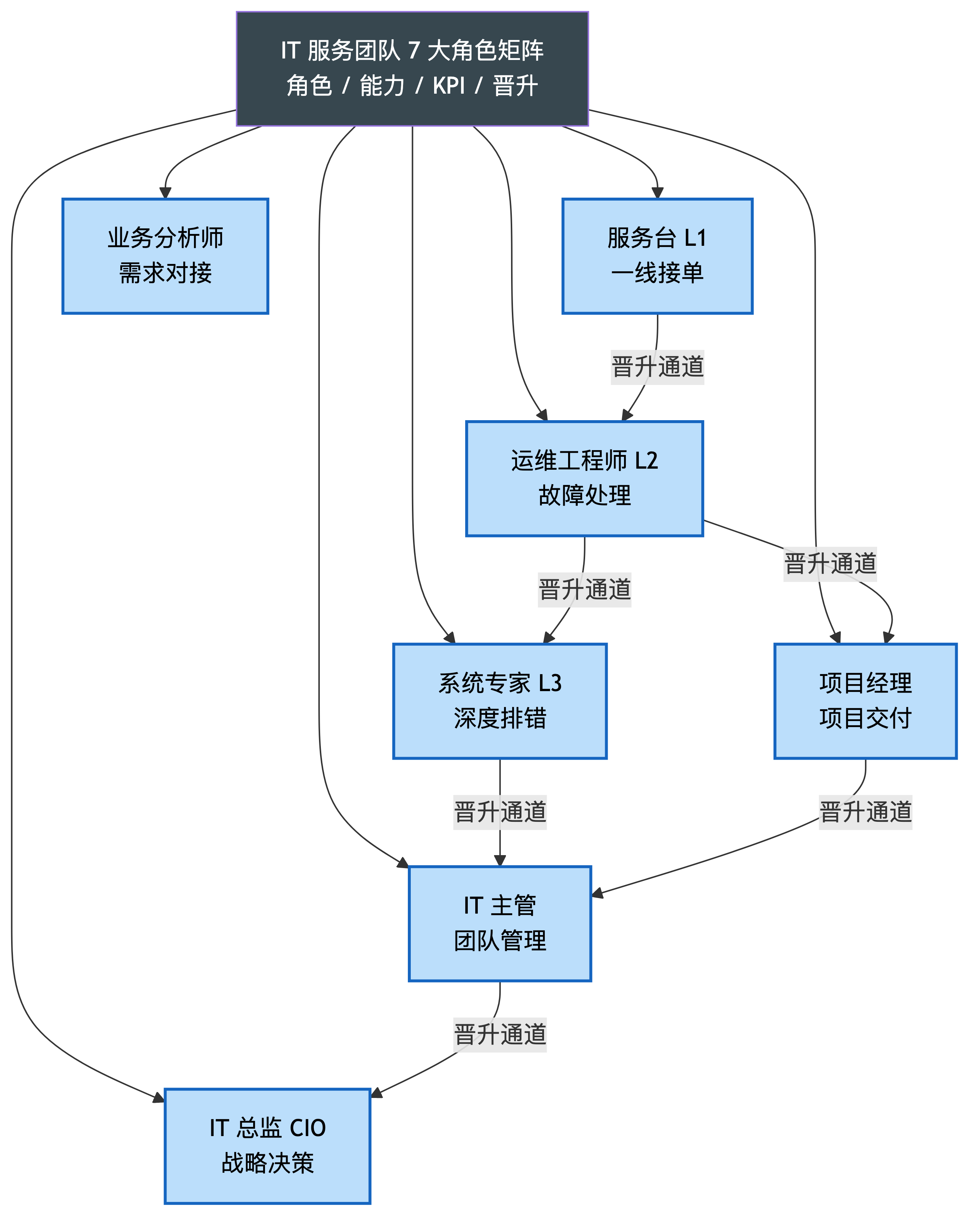 IT 服务团队 7 大角色矩阵与晋升通道