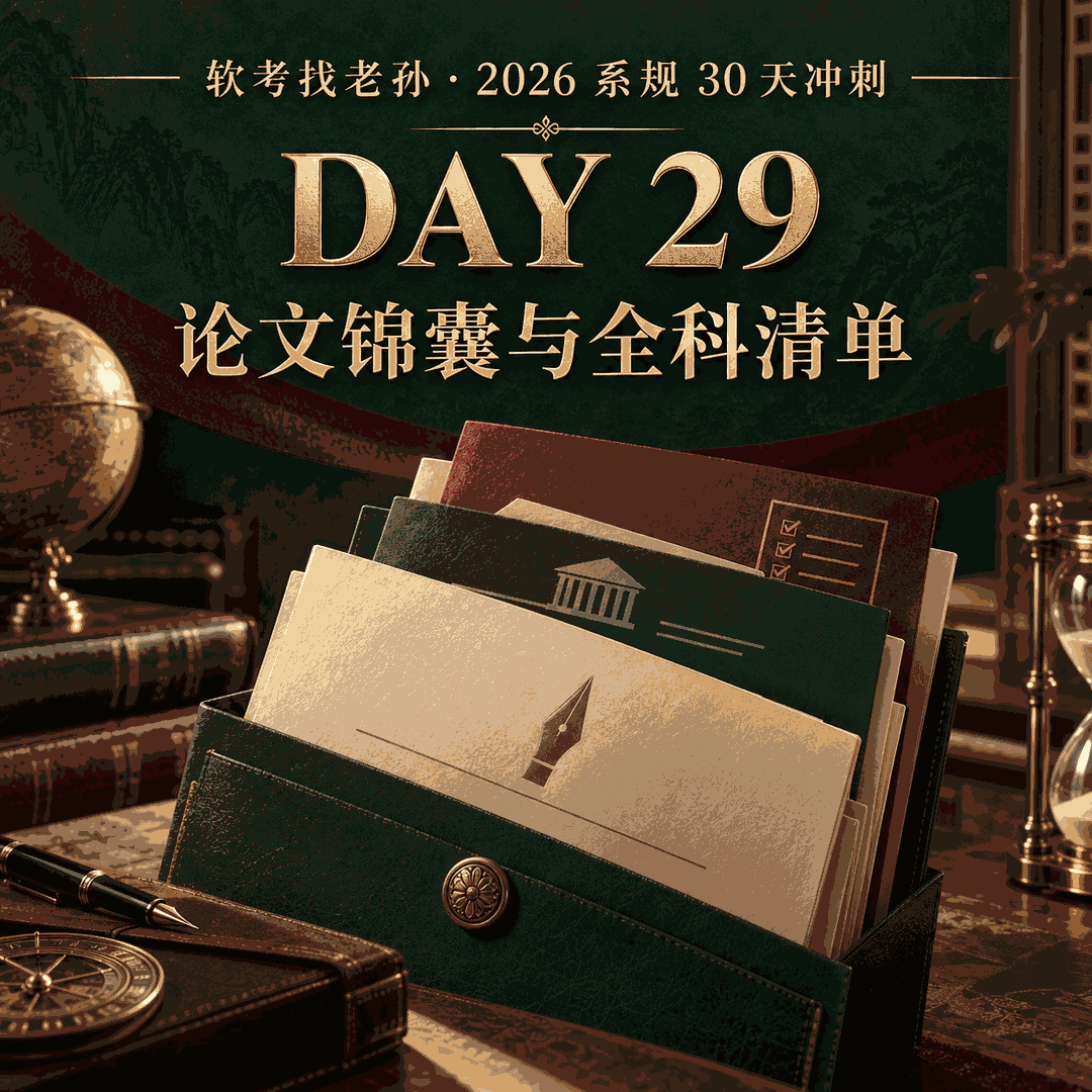 Day29|论文考前锦囊与全科考前清单,六方向骨架、三份项目背景、应急策略与考前两天安排